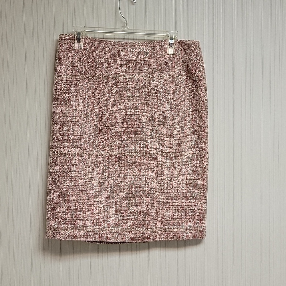 Talbots pencil tweed skirt pink sz 10  new office business career church lined